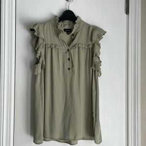 Who What Wear Light Olive Flutter Sleeve Blouse XS
